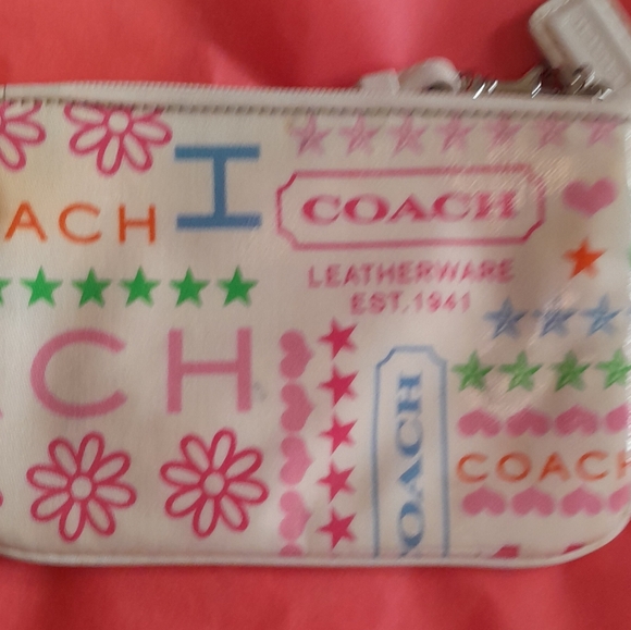 Coach Multicolor White Graphic Wristlet Y2K - Picture 6 of 7